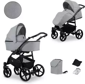 Kunert MATA 2in1 Kinderwagen grau, schwarzes Gestell