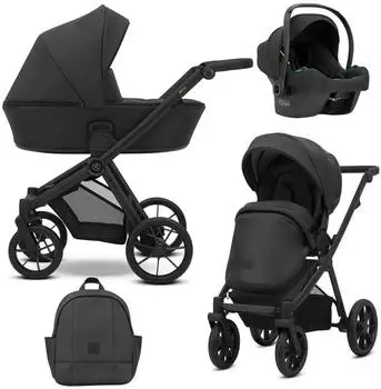 Kunert BRAV 3-in-1 Kombikinderwagen Öko-Leder, schwarz
