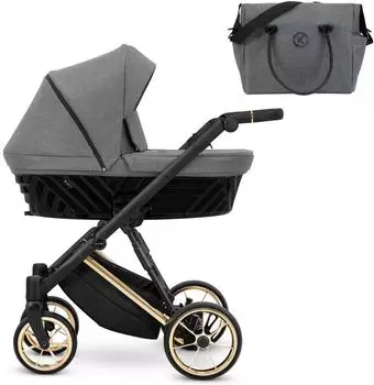 Kunert Ivento Premium 2in1 Kinderwagen anthrazit, Goldrahmen