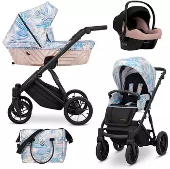 Kunert Ivento 3in1 Kombikinderwagen rosa/blau, schwarzer Rahmen