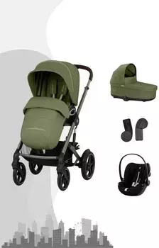 Cybex Talos S Lux Kombi-Kinderwagen mit faltbarer Babywanne, moos green