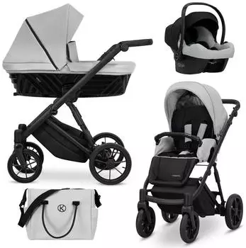 Kunert Ivento 3in1 Kombikinderwagen grau, schwarzer Rahmen
