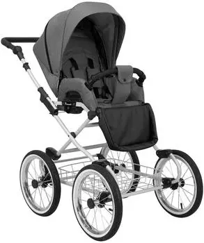 Kunert Romantic 3-in-1 Kombikinderwagen mit Cosmo Autositz, grau, Silberrahmen