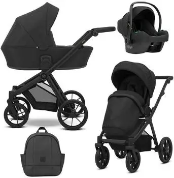 Kunert Brav 3-in-1 Kombikinderwagen mit Babyschale, schwarz