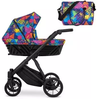 Kunert Ivento 2in1 Kombikinderwagen, schwarzer Rahmen, bunt