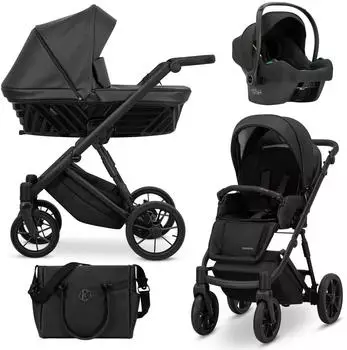 Kunert Ivento 3in1 Kombi-Kinderwagen anthrazit, schwarzer Rahmen