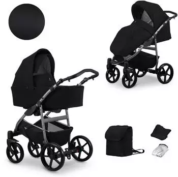 Kunert MATA 2in1 Kombi-Kinderwagen, Graphit/schwarz