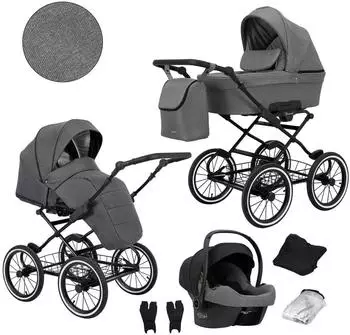 Kunert Romantic 3-in-1 Kombikinderwagen mit Babyschale, anthrazit