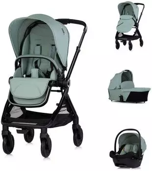 Chipolino Elite Next Gen Kombikinderwagen 3-in-1, gr&uuml;n (KWC0288GRU+KWC0287GRU+ASC0193GRU)