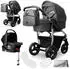 Bergsteiger 4-in-1 Kinderwagen Capri inkl. Babyschale, Isofix Base Pro 2 silber/grau