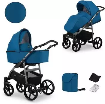 Kunert Mata 2in1 Kinderwagen marineblau, Rahmen Graphit (Mata 04 GR)