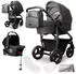 Bergsteiger 4-in-1 Kinderwagen Capri inkl. Babyschale, Isofix Base Pro 2 anthrazit/grau