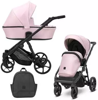 Kunert Arizo 2in1 Kinderwagen Öko-Leder baby pink, schwarzes Gestell