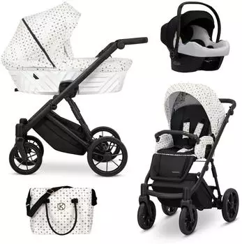 Kunert Ivento 3in1 Kombikinderwagen, schwarzer Rahmen, weiß
