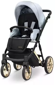 Kunert Ivento Glam 2in1 Kinderwagen &Ouml;ko-Leder, metallic blau, Goldrahmen