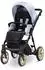 Kunert Ivento Glam 2in1 Kinderwagen Öko-Leder, metallic blau, Goldrahmen