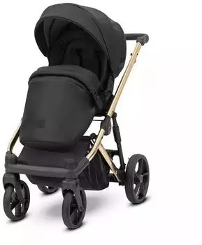 Kunert Arizo 11 Premium Black Eco Kombi-Kinderwagen, schwarz, goldenes Gestell