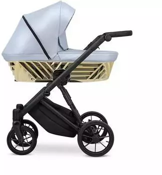 Kunert Ivento Glam 2in1 Kinderwagen &Ouml;ko-Leder metallic blau, schwarzer Rahmen