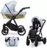 Kunert Ivento Glam 2in1 Kinderwagen Öko-Leder metallic blau, schwarzer Rahmen