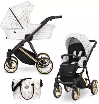 Kunert Ivento Premium 2in1 Kinderwagen Aluminiumrahmen, wei&szlig;/gepunktet