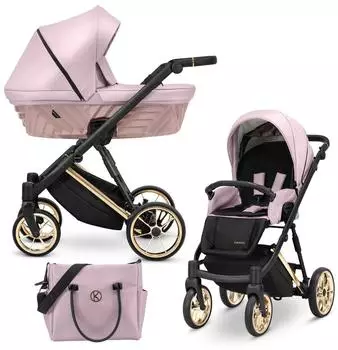Kunert Ivento Ive 13 Eco Kinderwagen 2-in-1 pink metallic, Rahmen gold (Ive 13)