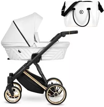 Kunert Ivento Premium 2in1 Kombikinderwagen mit Goldrahmen, wei&szlig;