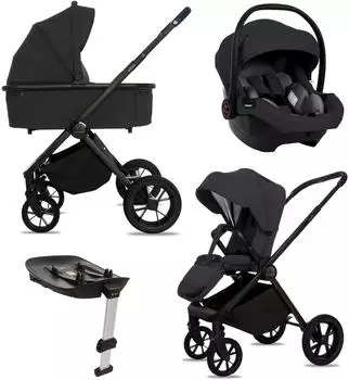 Babylux BOLDO Kombikinderwagen 4in1, Babywanne, Kindersitz i-Size, ISOFIX-Basis (BOLDO_4W1_ONYX)