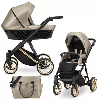 Kunert Ivento Kinderwagen 2-in-1 Komplettset, eco cappuccino metallic, Rahmen gold (Ive 15)