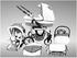 Chilly Kids Dino Kinderwagen Sommer-Set (Sonnenschirm, Autositz & Adapter, Regenschutz, Moskitonetz, Getränkehalter, Schwenkräder) 32 Weiß & Snow Leopard