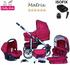 Chilly Kids Matrix II Kinderwagen Safety-Winter-Set (Winterfußsack, Autositz & ISOFIX Basis, Regenschutz, Moskitonetz, Schwenkräder) 32 Rot & Rot