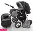 Chilly Kids Jaguar J1 Kombikinderwagen Safety-Mega-Set (Winterfußsack, Sonnenschirm, Autositz & ISOFIX Basis, Regenschutz, Moskitonetz) 27 Jaguar & Black