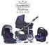 Chilly Kids Matrix II Kinderwagen Winter-Set (Winterfußsack, Autositz, Regenschutz, Moskitonetz, Schwenkräder) 27 Schwarz & Purple