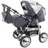 King Kinderwagen Safety-Winter-Set (Winterfußsack, Autositz & ISOFIX Basis, Regenschutz, Moskitonetz, Getränketablett, Matratze, Wickelunterlage) 03 GT-Silver Flowerpower