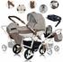 Friedrich Hugo | Modell Simpligo | 4 in 1 Kombi Kinderwagen | ISOFIX Set Leopard Beige (Stoff)