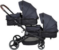 BabyGo Zwillings-Kombikinderwagen "Twinner Set, Grey melange" 30 kg inkl. 2