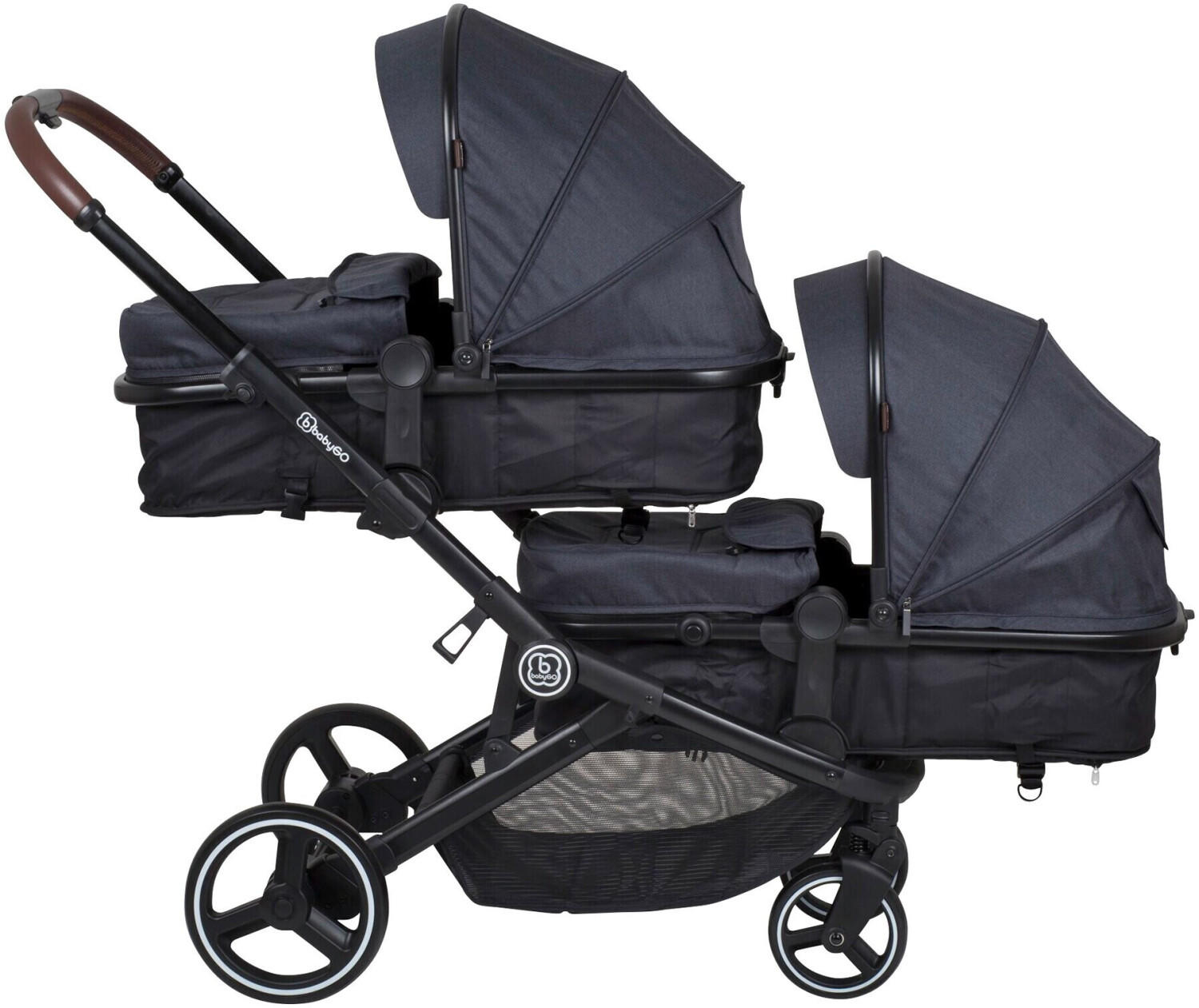 babyGO Twiner grey Geschwisterwagen