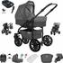 Friedrich Hugo babys moving art Friedrich Hugo Berlin | 4 in 1 Kombi Kinderwagen + ISOFIX | GEL Reifen | Farbe: Dark Grey and Grey Night