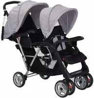 Tandem-kinderwagen Stahl Grau Und Schwarz Vidaxl