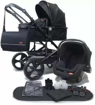 Pixini Kombi-Kinderwagen Pixini Kalani 3in1 Set schwarz