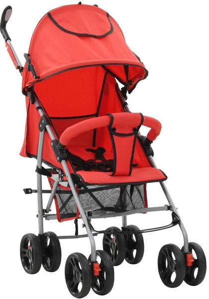 vidaXL 2 in 1 Pushchair Buggy Stroller red steel
