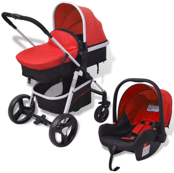 vidaXL 3 in 1 Baby Buggy red and black