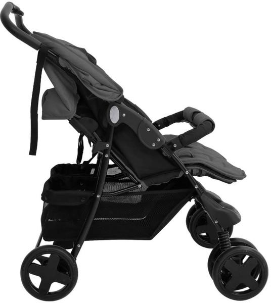 vidaXL Baby carriage for twins Dark grey