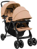 vidaXL Tandem-Zwillingskinderwagen Taupe Stahl