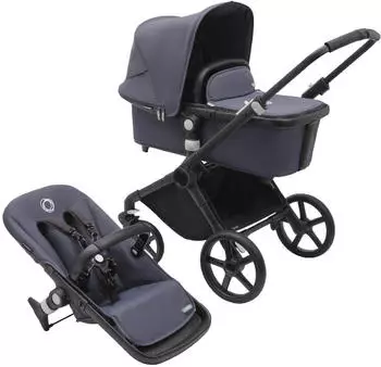 Bugaboo Fox Cub Kinderwagen mit Liegeaufsatz und Sitz black/stormy blue