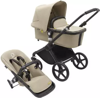 Bugaboo Fox Cub Kinderwagen mit Liegeaufsatz und Sitz black/desert beige