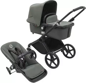 Bugaboo Fox Cub Kinderwagen mit Liegeaufsatz und Sitz black/forest green