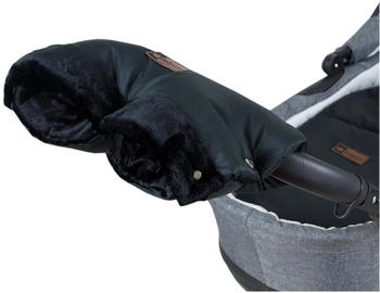 Babylux Handmuff für Kinderwagen Große Muff Handwärmer mit Kunstfell Handschuhe für Buggy MD3 Schwarz