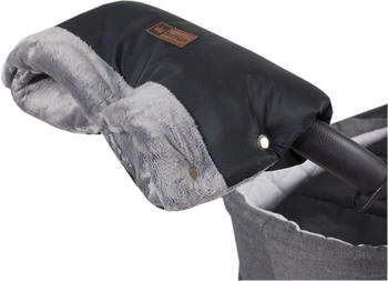 Babylux Handmuff für Kinderwagen Große Muff Handwärmer mit Kunstfell Handschuhe für Buggy MD4 Grau