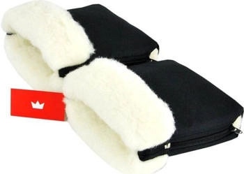 Babylux Handmuff für Kinderwagen MUFF Reißverschluss MR11 Schwarz + Wolle