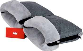 Babylux Handmuff für Kinderwagen MUFF Reißverschluss MR8 Grau55 + Minky Grau